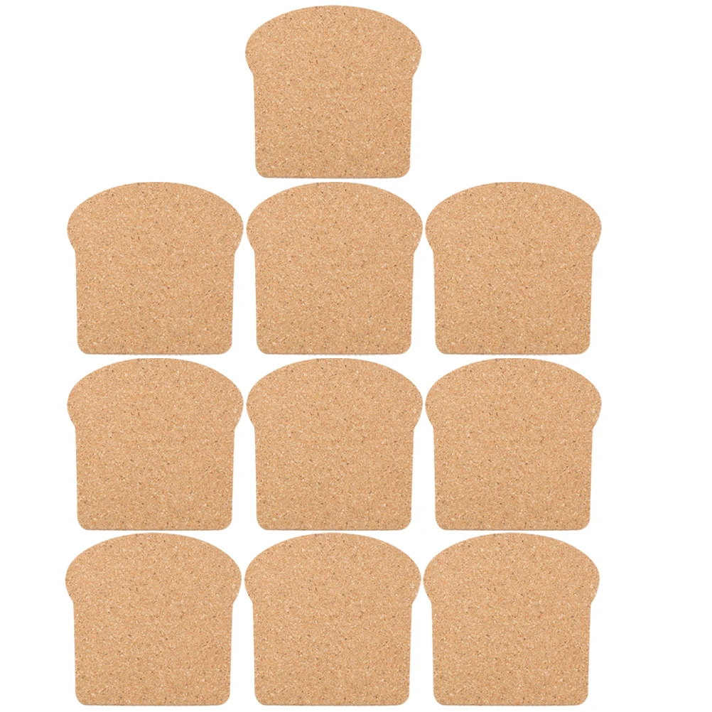 

10pcs Heat resistant Cup Mats Cork Coasters Toast Shaped Anti scald Set Protect Table Surface Soft Material Home Decor Kitchen