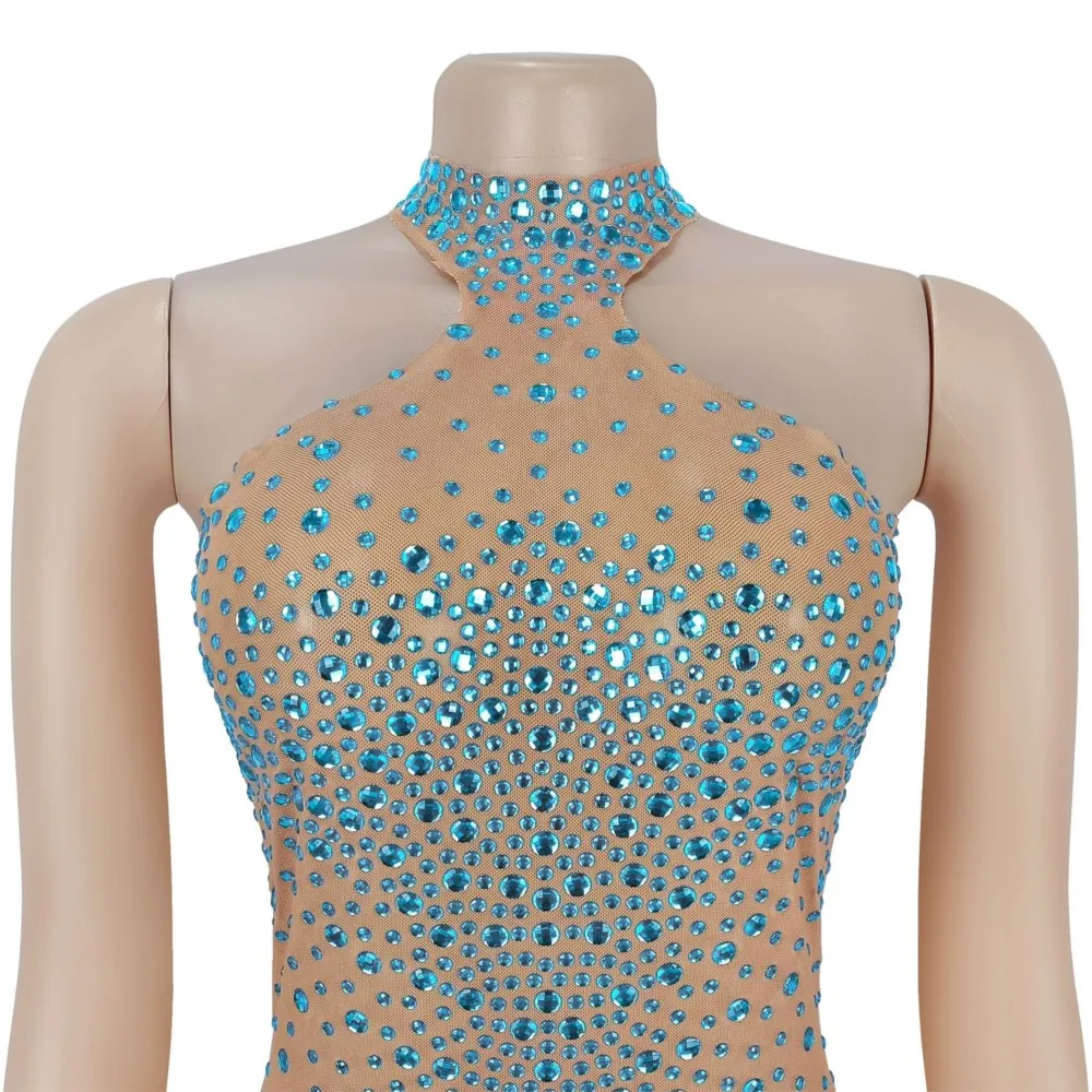 Vestidos 2025 Mujer Vestidos atractivos Vestido de noche delgado transparente Vestido ajustado Diamantes calientes Fuera del hombro Temperamento Estilo simple