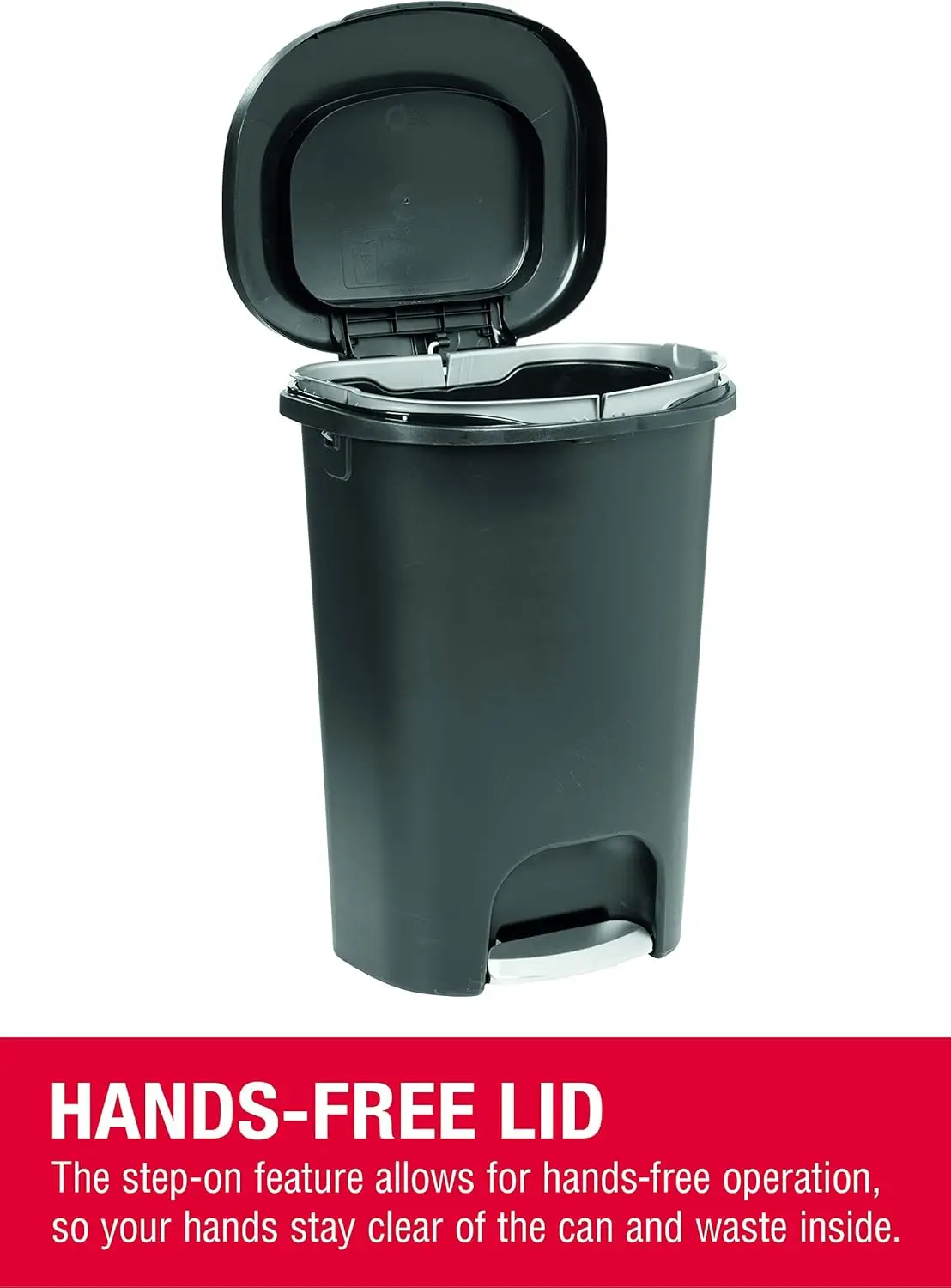 Classic 13 Gallon Premium Step-On Trash Can with Lid and Stainless-Steel Pedal, Black Waste Bin