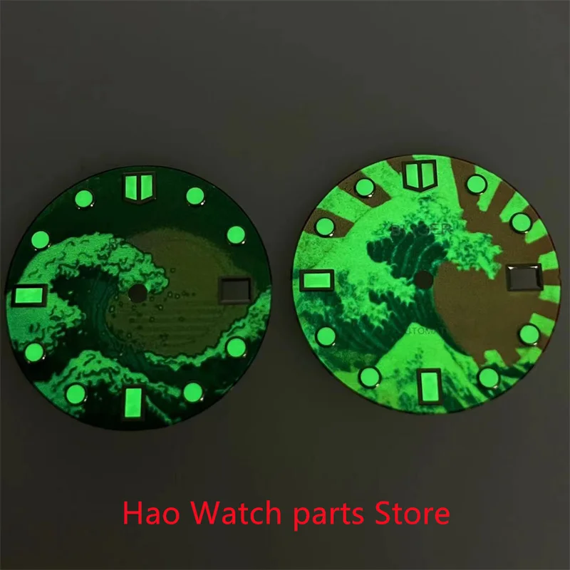 Циферблат часов BLIGER 28,5 мм, суперзеленый светящийся циферблат, подходит для движения NH35