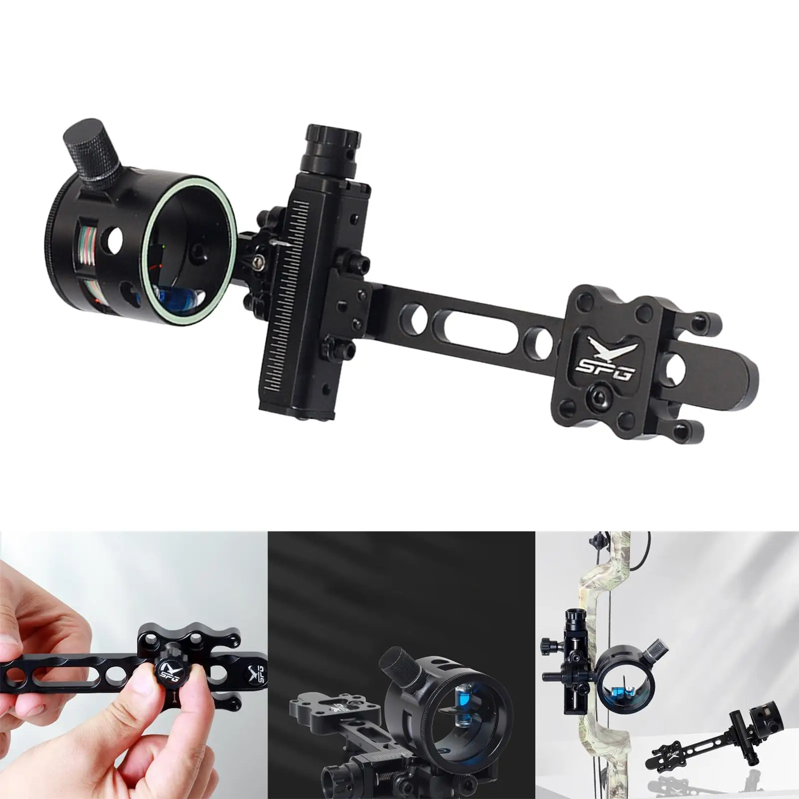 1 Pin Bow Sight, Adjustable Universal Lenses Can Be Mounted Compound for Target Hunting Bow Accessories Outdoor Tools