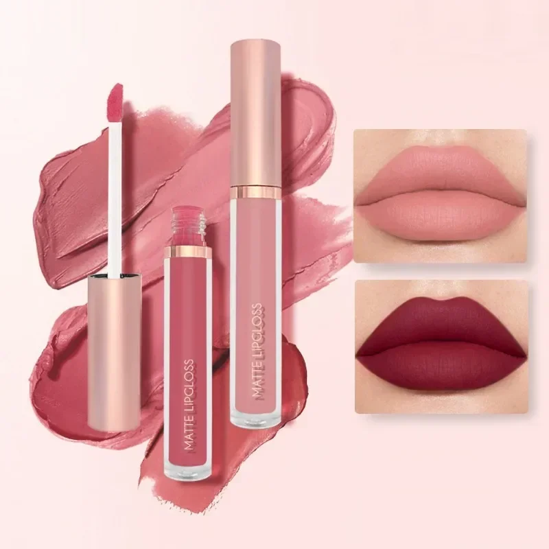 3-piece Nude Lipgloss Set Non-stick Cup Non-fading Lip-gloss Velvet Mist Lip Glaze Makeup for Women Free Shipping