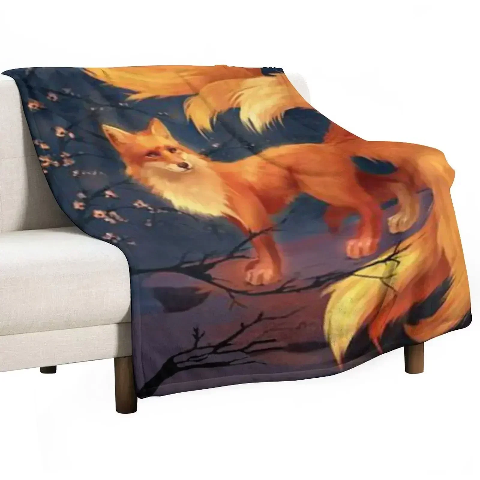 Kitsune Throw Blanket Decorative Sofa Designers Blankets