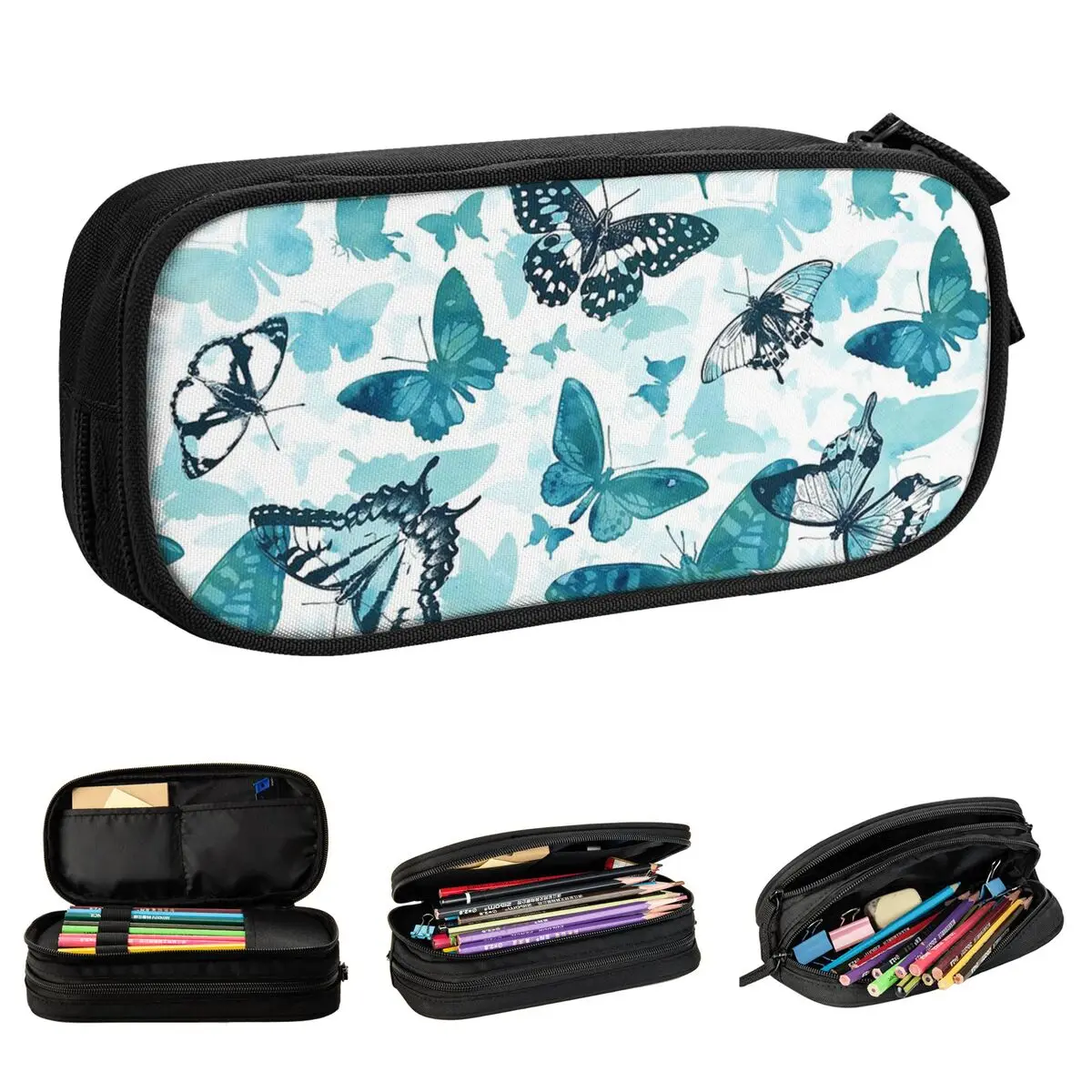 Butterfly Glow Pencil Cases Creative Pen Bag Girl Boy Large Storage Office Cosmetic Pencilcases