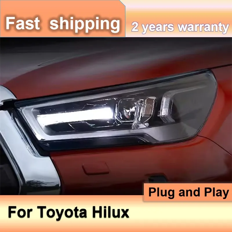 

Car Accessories for Toyota Hilux Head Lights 2021-2024 Toyota Hilux Revo Head Light DRL Turn Signal High Beam Angel Eye Projecto