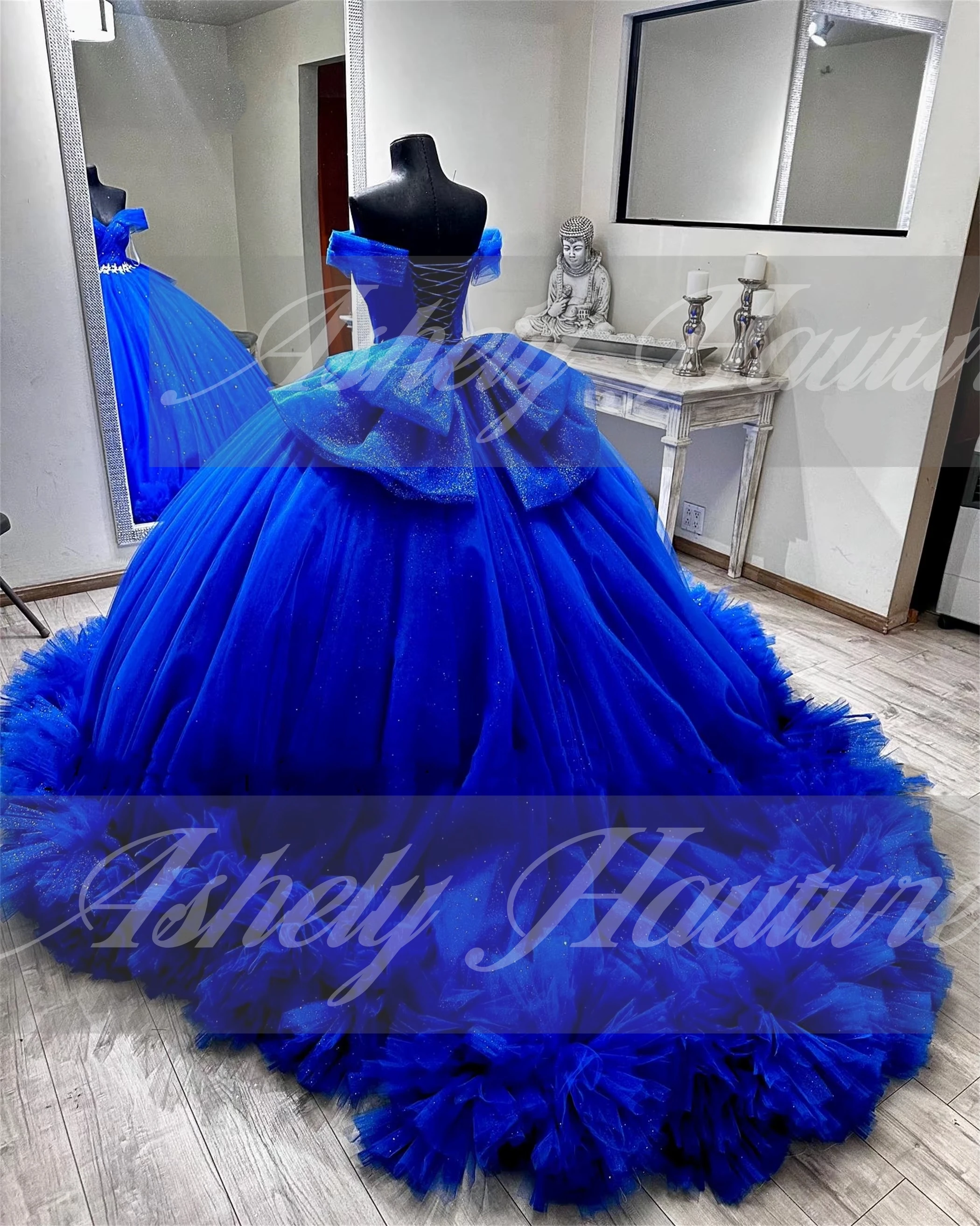 Customized Royal Blue 15 Year Old Girl Quinceanera Dresses Bow Ruffle Ball Gown Women Prom Special Occasion Wear Party 14 26 New image 5