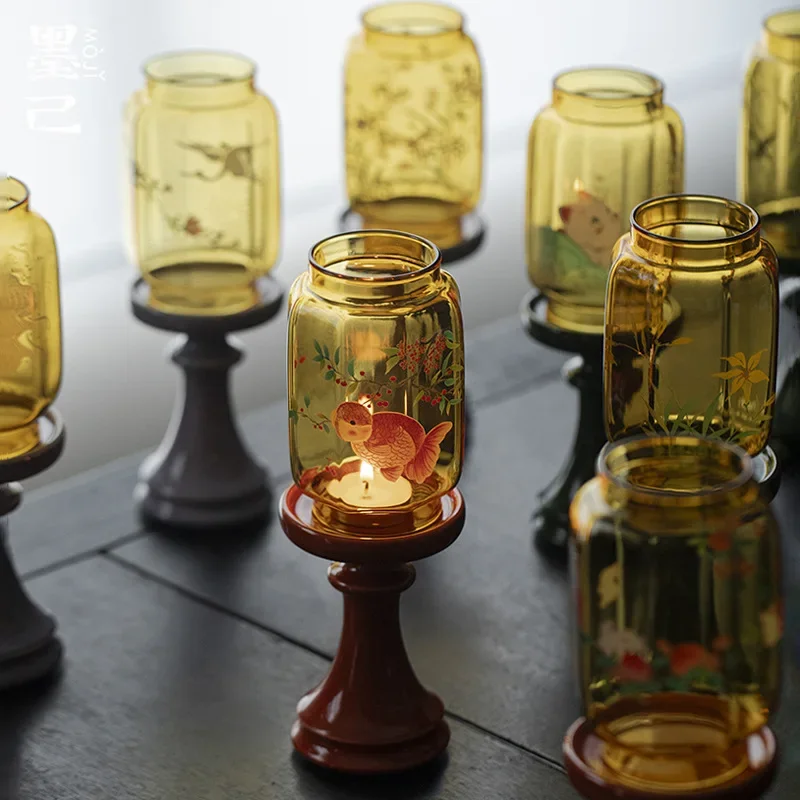 1Pc Ruili High-footed Antique Candlestick Atmosphere High-value Home Ornament Aromatherapy Candlestick Tea Ceremony Accessories