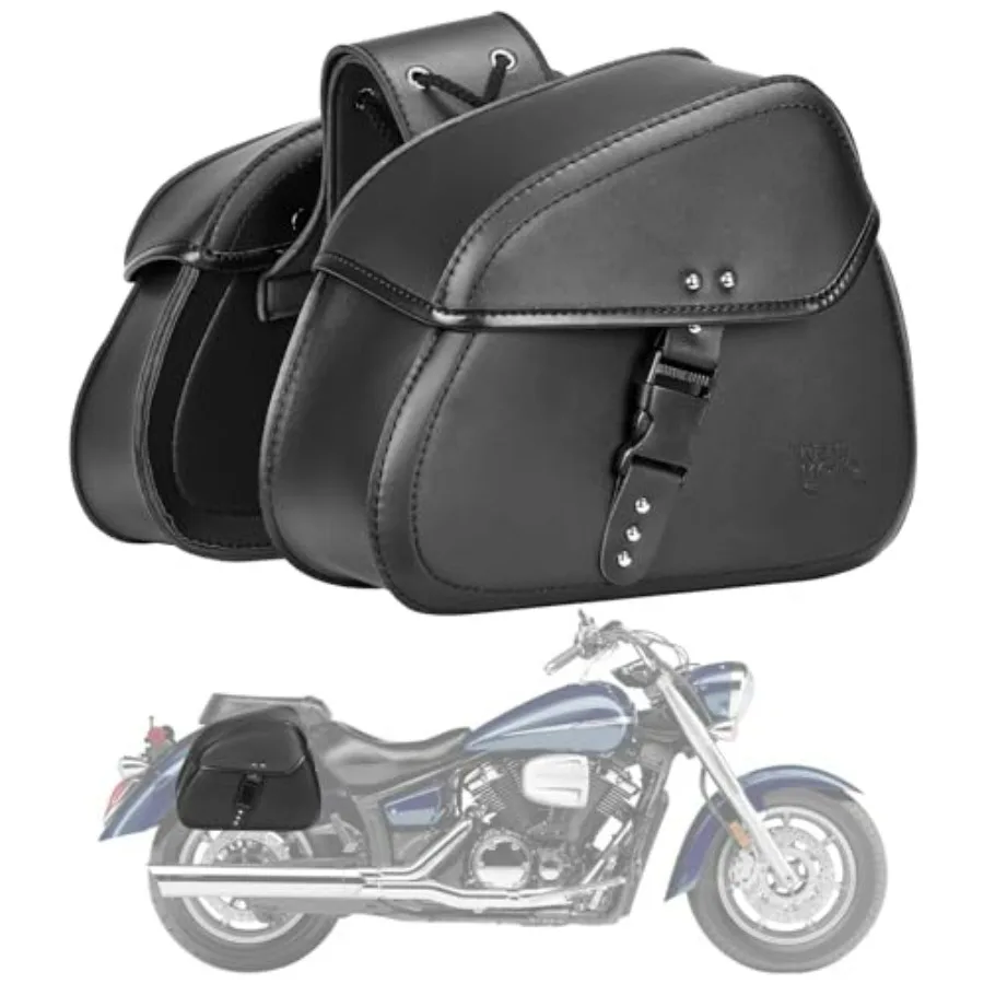 

Motorcycle Saddlebags with Buckles 16L Waterproof Throw Over Saddlebags PU Leather for Sportster Softail Dyna V-star Shadow Uni