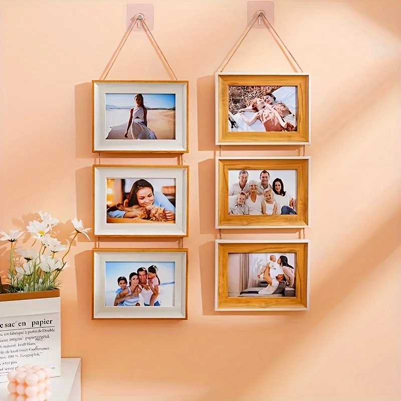 1pc 3-in-1 Combination Wall-mounted Photo Frame-Hanging Photo Frame Wall Photo Frame, Folding Photo Frame Can Display 3 Photos