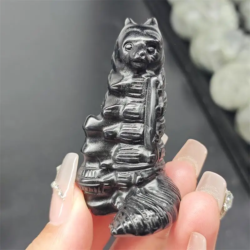 

Натуральный черный обсидиан, резьба, кристалл, исцеление, драгоценные камни фэншуй, украшение дома, праздничный подарок, 1 шт.