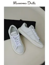 Murrinna Daffi 2024 England Style Fashion Genuine Leather Cowhide Casual Vulcanized Pure White Shoes Sneakers Woman