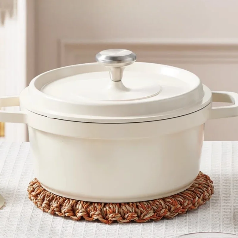 Enamel Stock Pot with Lid Non-stick Saucepan Casserole Nonstick Toxin Free Gather Energy Heat Preservation Gas Induction