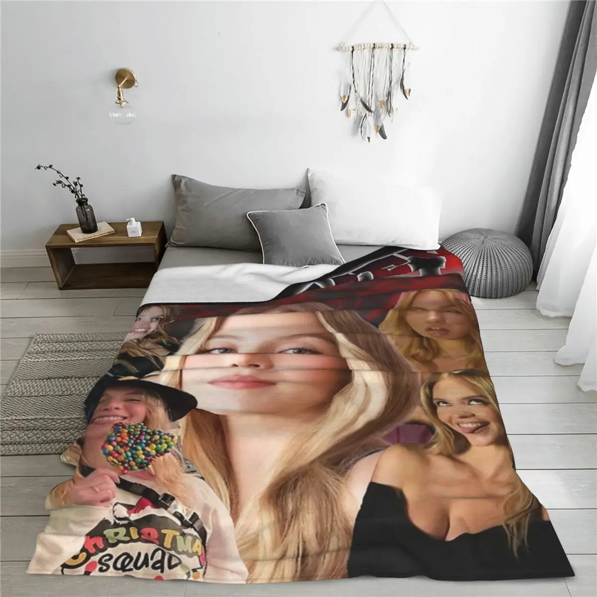 Sydney Sweeney Retro Style Blanket Bedspread On The Bed Bed Set Soft Bed Blanket Queen Size