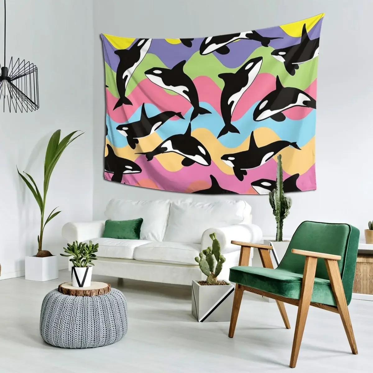 Orca Killer Whale Tapestry Art Wall Hanging Aesthetic Home Decoration Tapestries for Living Room Bedroom Dorm Room