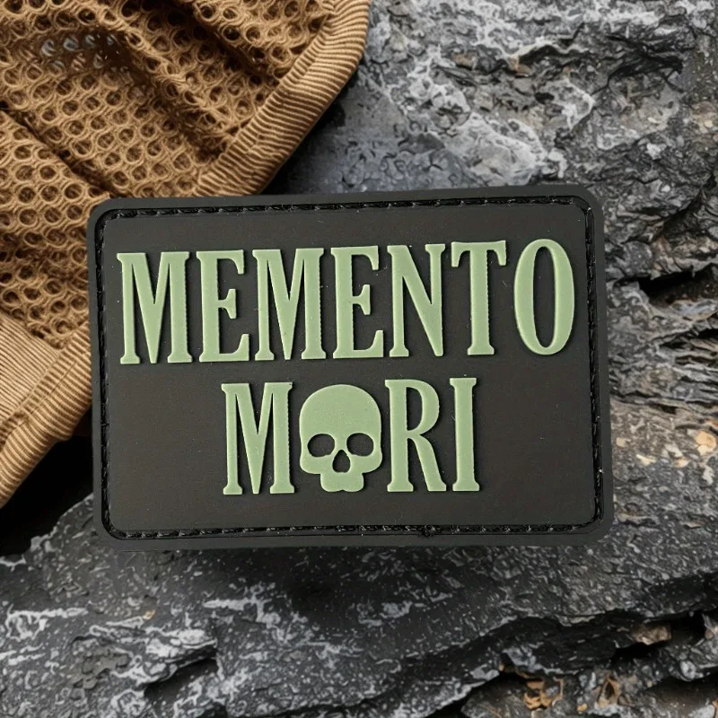 Memento Mori Tactical Patch 3D PVC Luminous Military Armband Morale Badge DIY Hook and Loop Patches Backpack Accessories