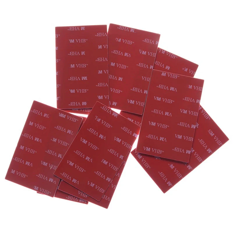 Fita adesiva dupla face, 10 folhas/saco, cola forte, fundo vermelho e cinzento, para azulejo de parede, fita de escritório, 9,6mm x 53,98mm x 1mm