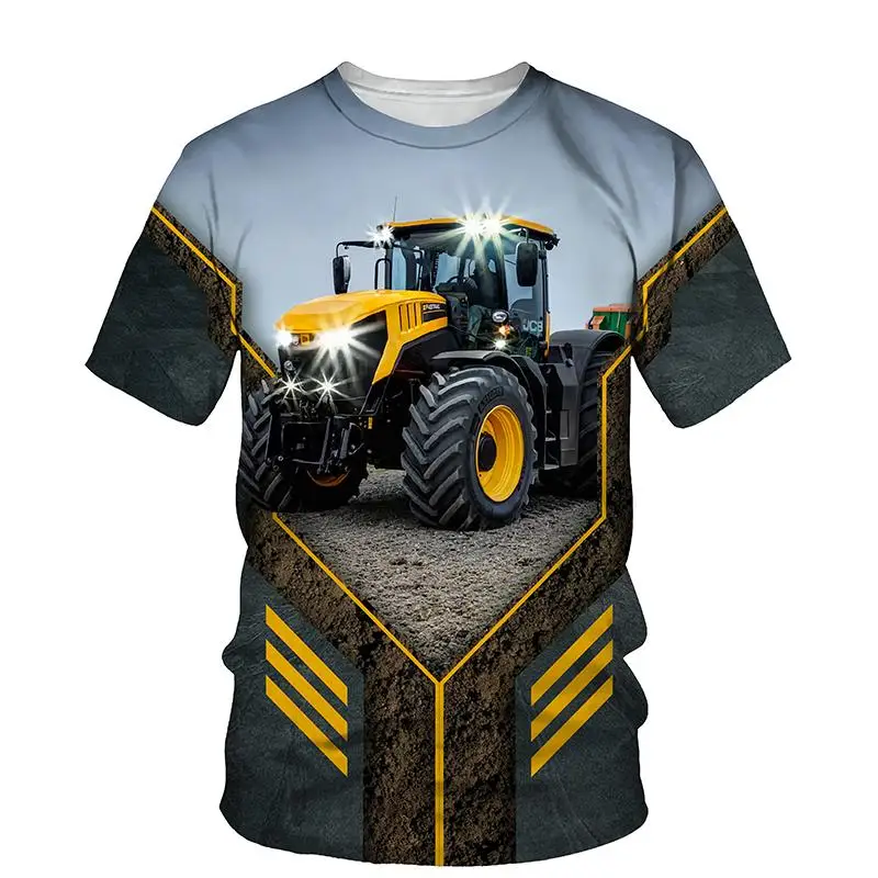 New Summer Truck Tractor 3D Printing Men's T-shirt Loose Round Neck Unisex Hip-hop Fashion Sunshine Handsome High-quality Top