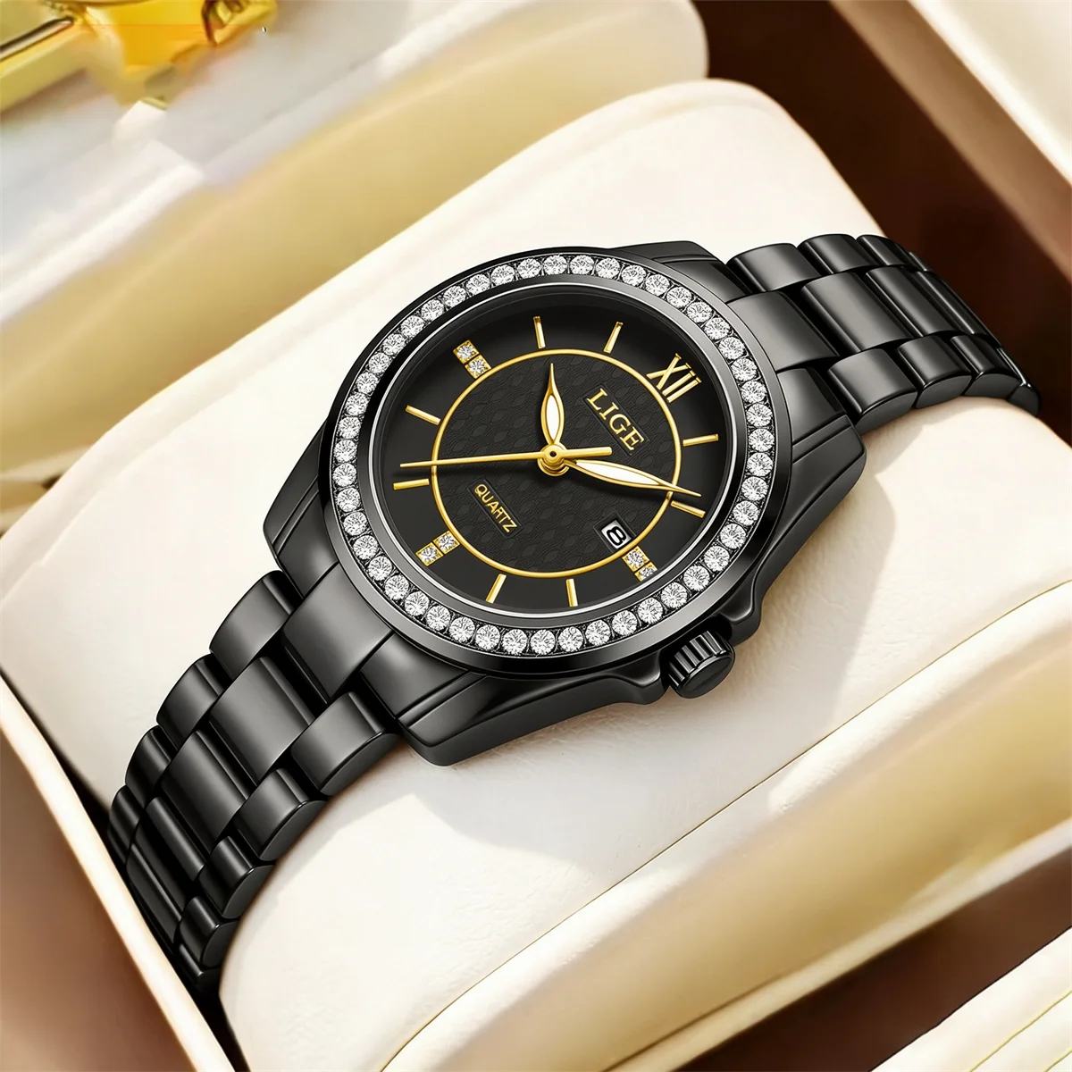LIGE Women's wristwatch Elegant Ceramic Fashion Luminous Calendar Luxury Ladies Watch Casual Waterproof Quartz Watch for Women