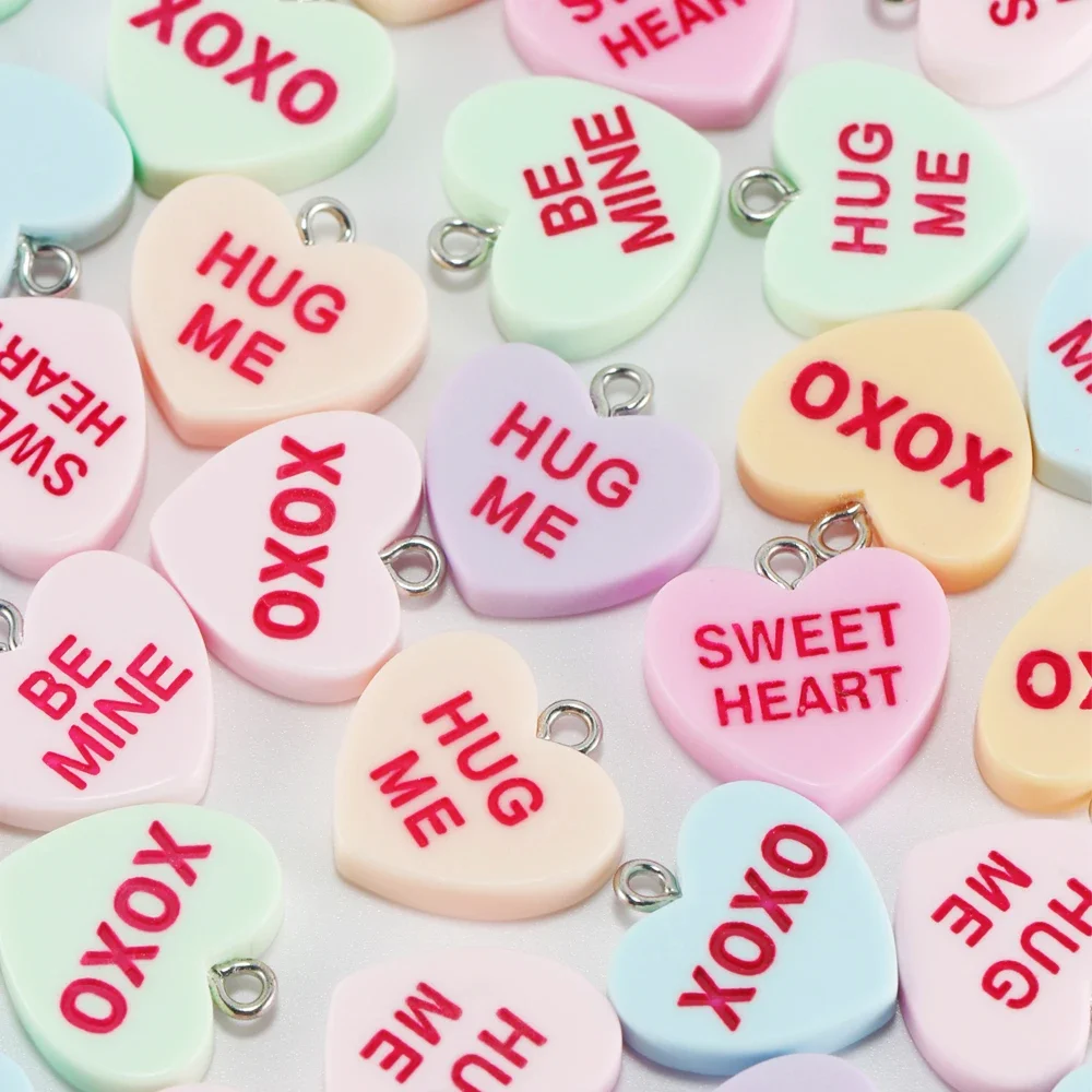 Resin Love Charms with Letter Words for DIY Jewellery Making