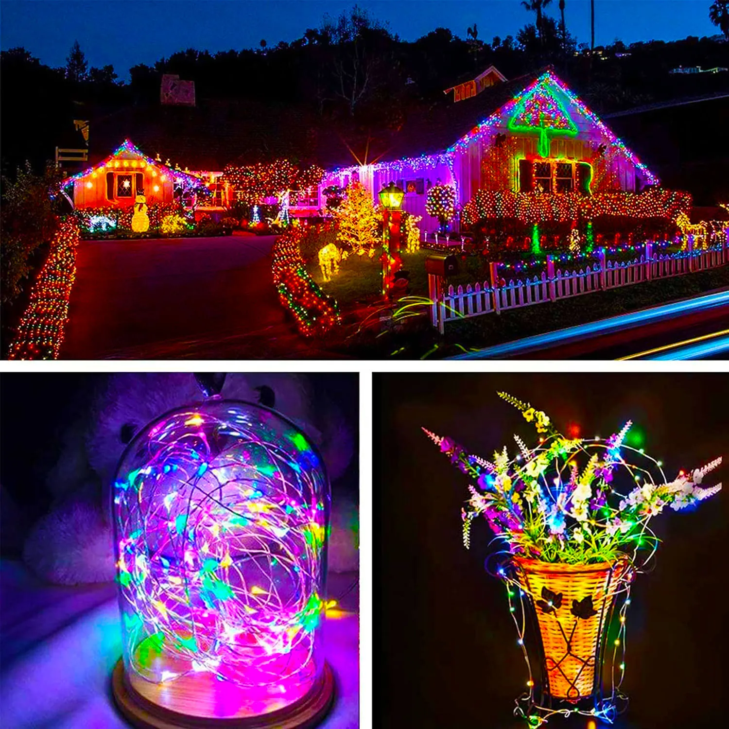 Imagem -03 - Outdoor Led Solar String Lights Waterproof Twinkle Lights Fio de Cobre Modos Fairy Lights para o Natal Árvore Jardim Festa Casamento