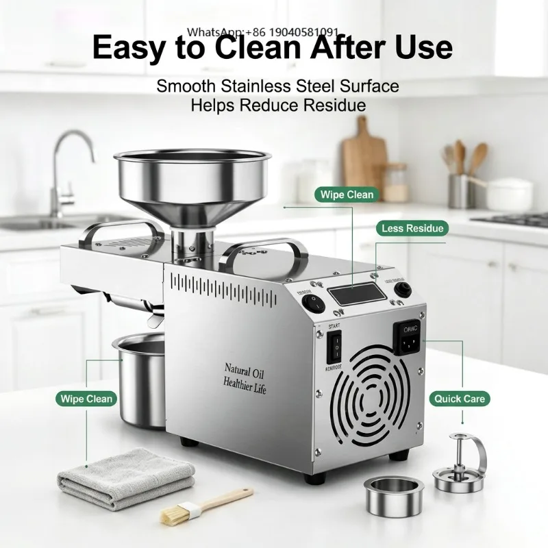 Stainless Steel Oil Press Cold Press Machine Adjustable Temperature Control Easy-Clean Design Stable Operation