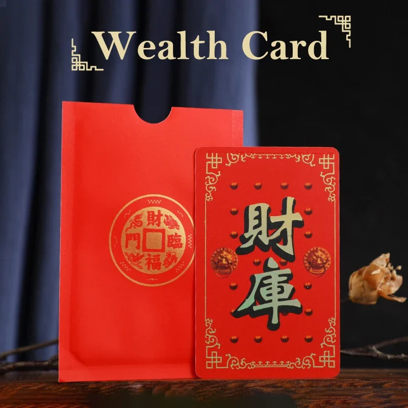 Tarjetas con dijes de riqueza de la suerte, amuletos chinos de Feng Shui, Dios de la riqueza, tarjeta de negocios, tesoro de la fortuna, tarjeta de la suerte, decoración del hogar, Año Nuevo