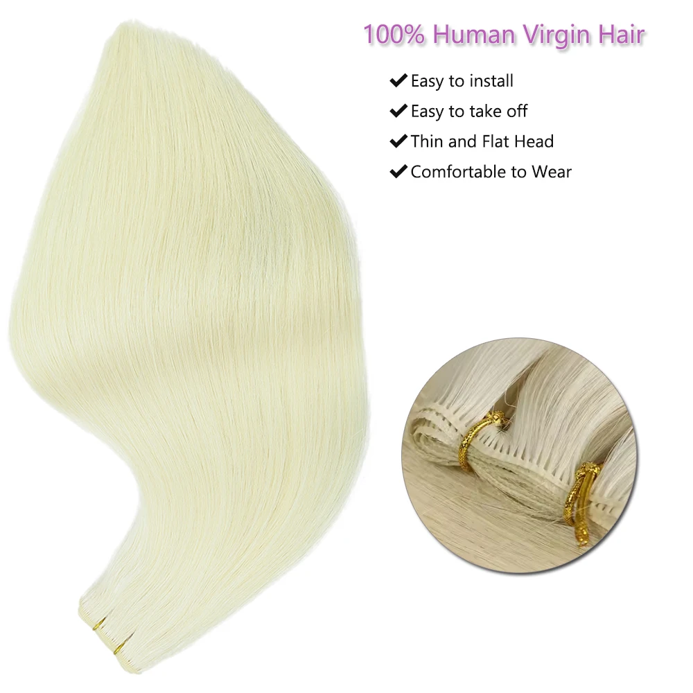 عبقرية لحمة شعر بشري روسي ملحقات 20-22 بوصة 50 جرام بشرة الانحياز سلس لصنع شعر مستعار وصلات شعر #2