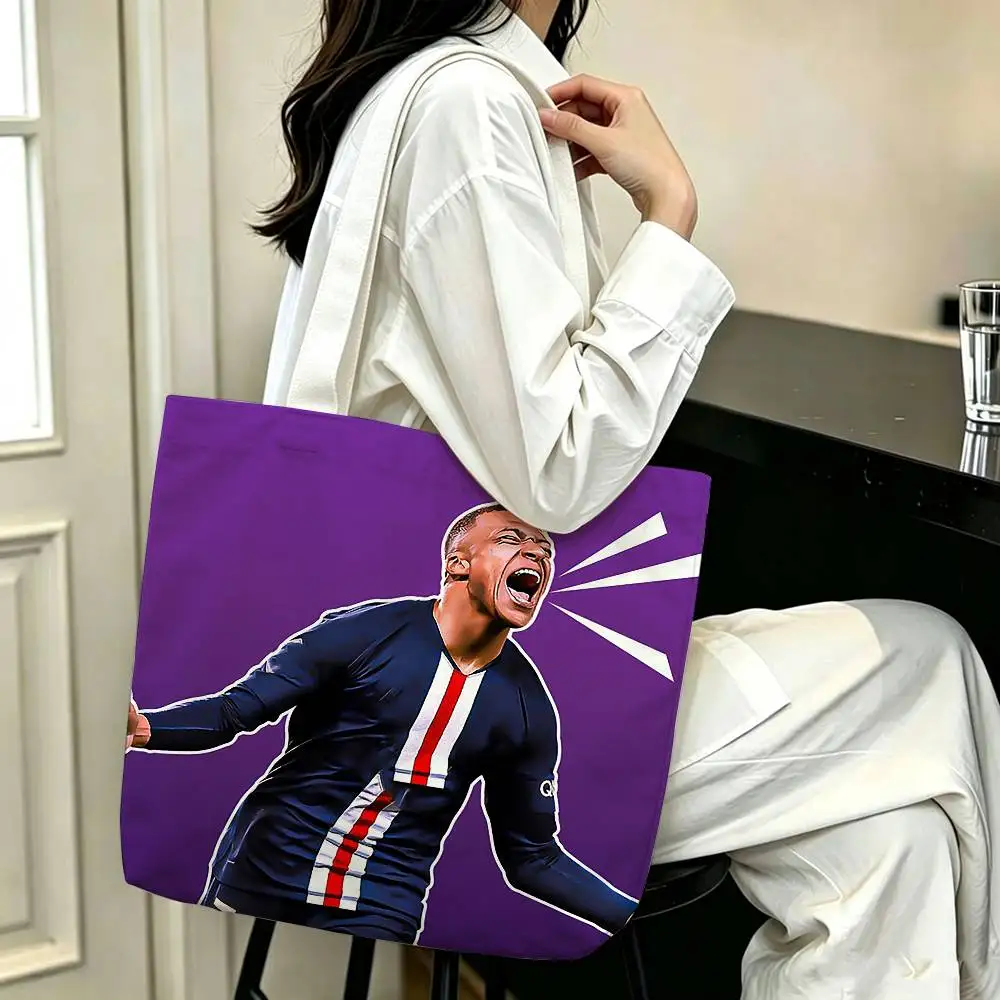 Speed Demon Kylian M-Mbappe Printed Canvas Tote Bag Shoulder Bag Commuter Mommy Shopping Bag