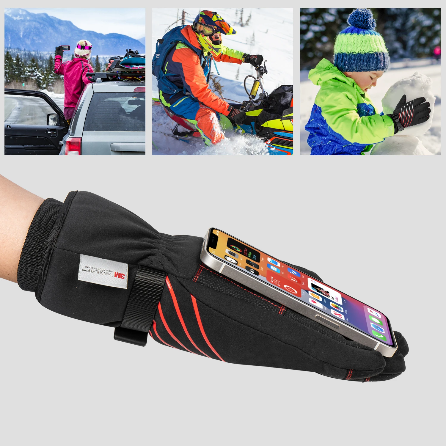 -30 Winter Gloves Touchscreen Cycling Gloves Full Hand Waterproof Keep Warm 3M Thinsulate Thermal Gloves Man Woman Bicycle Glove