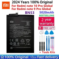 Batterie de remplacement pour Xiaomi Redmi Note 10 Pro Global/Note 9 Pro, 100% d'origine, 5020mAh, BN53, expédition rapide, 24.com