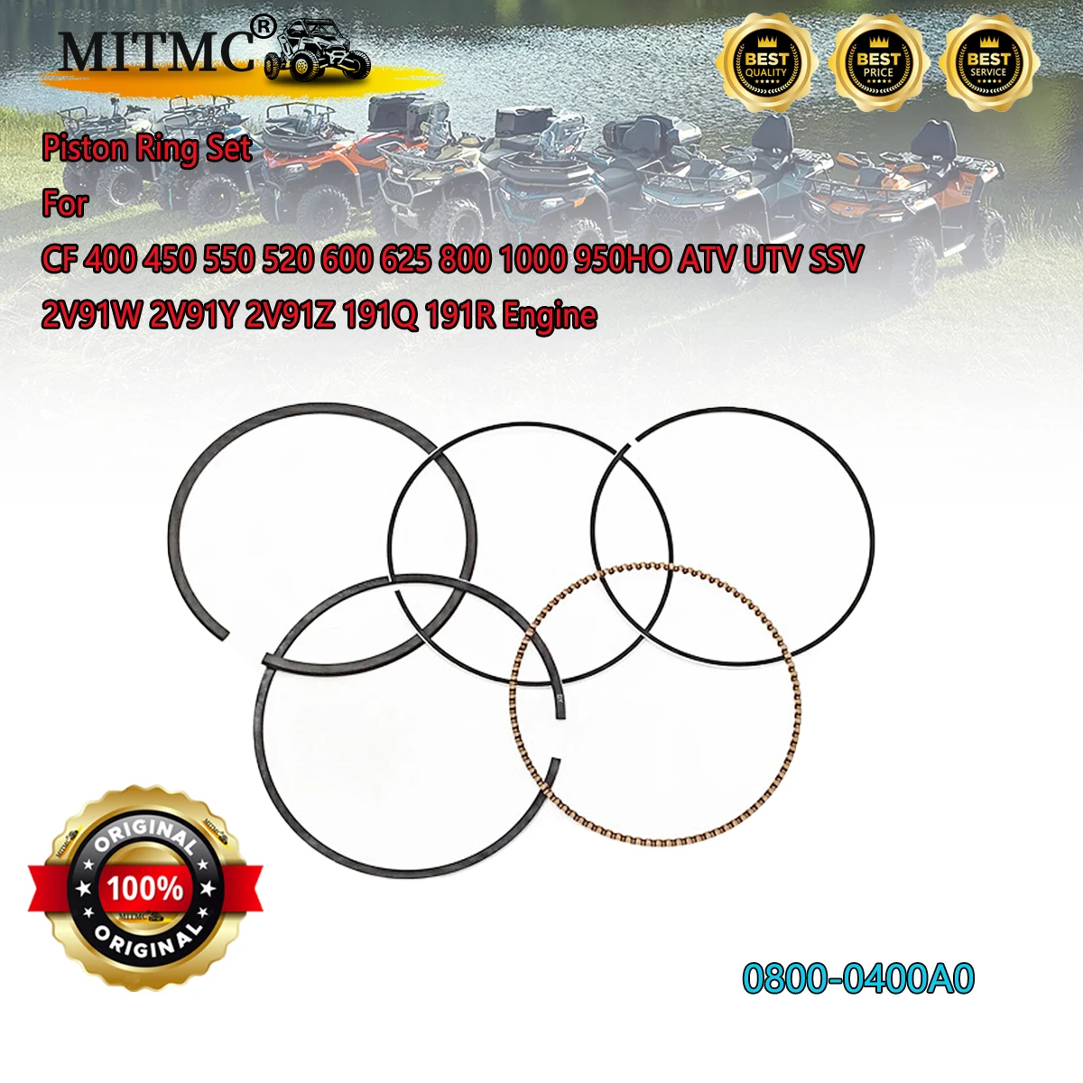 

Orignal Piston Ring Set For CF 400 450 550 520 600 625 800 1000 950HO ATV UTV SSV 2V91W 2V91Y 2V91Z 191Q 191R Engine 0800-0400A0