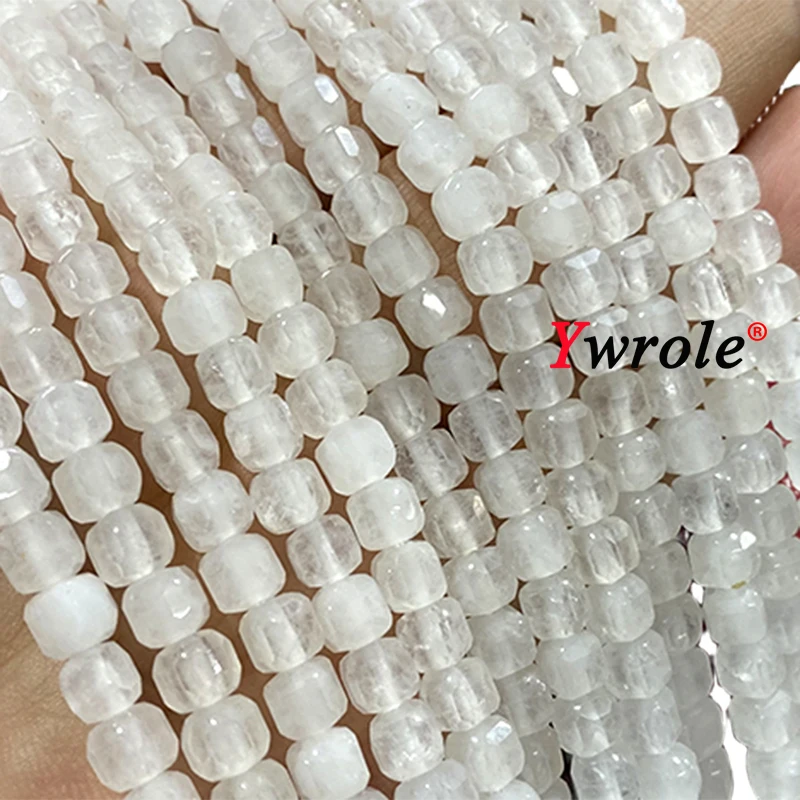 Natural Stone 5-6MM Faceted Cube White Jade Chalcedony Loose Square Spacer Beads for Jewelry Making Diy Bracelet Accessories