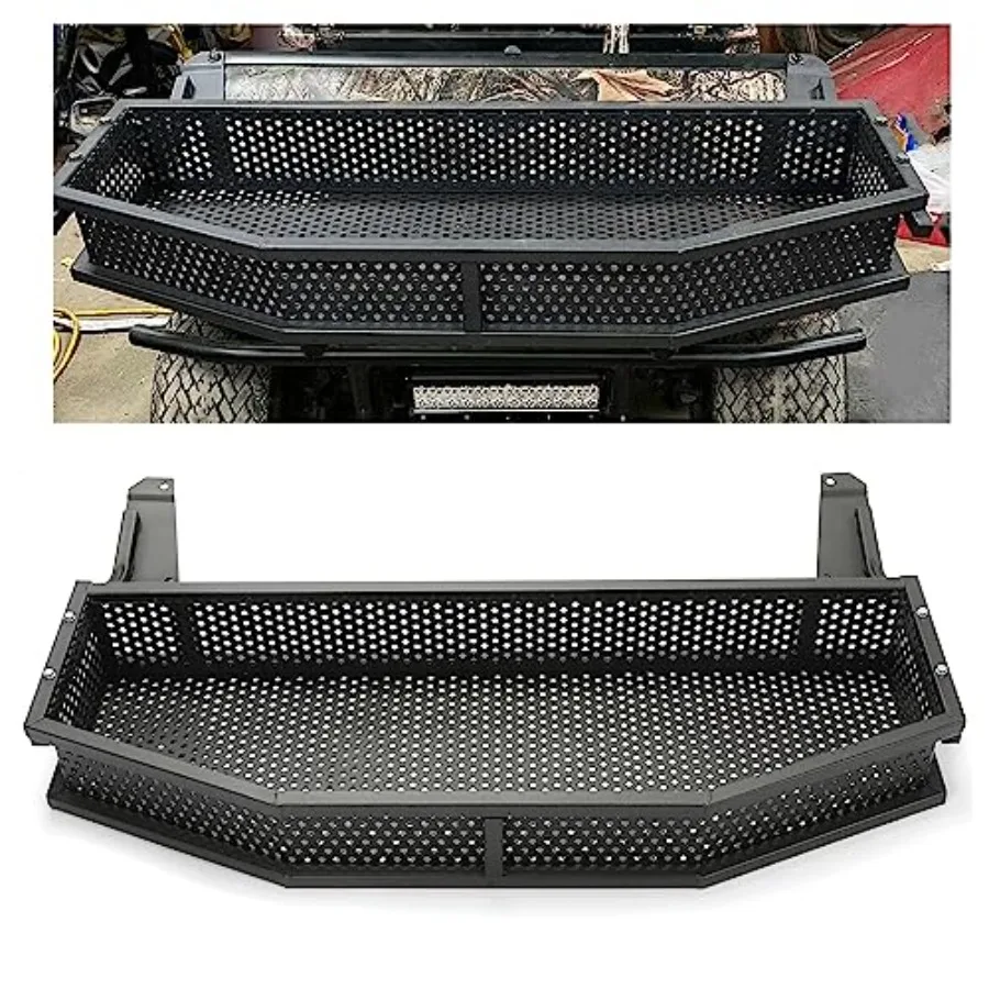 

Black Front Clay Outer Cargo Basket with Mounting Brackets Compatible with Club Car DS Golf Cart Gas Electric Models Hardware I
