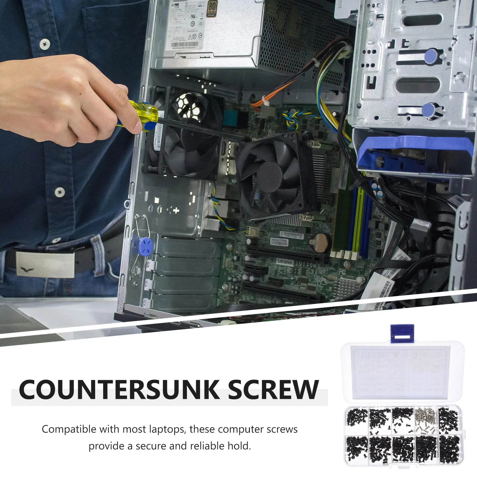 

1Set Repair Screw Set Countersunk Flat Head Machine Screws for Laptop Computer SSD Hard Drive Motherboard Fan M3 Assortment