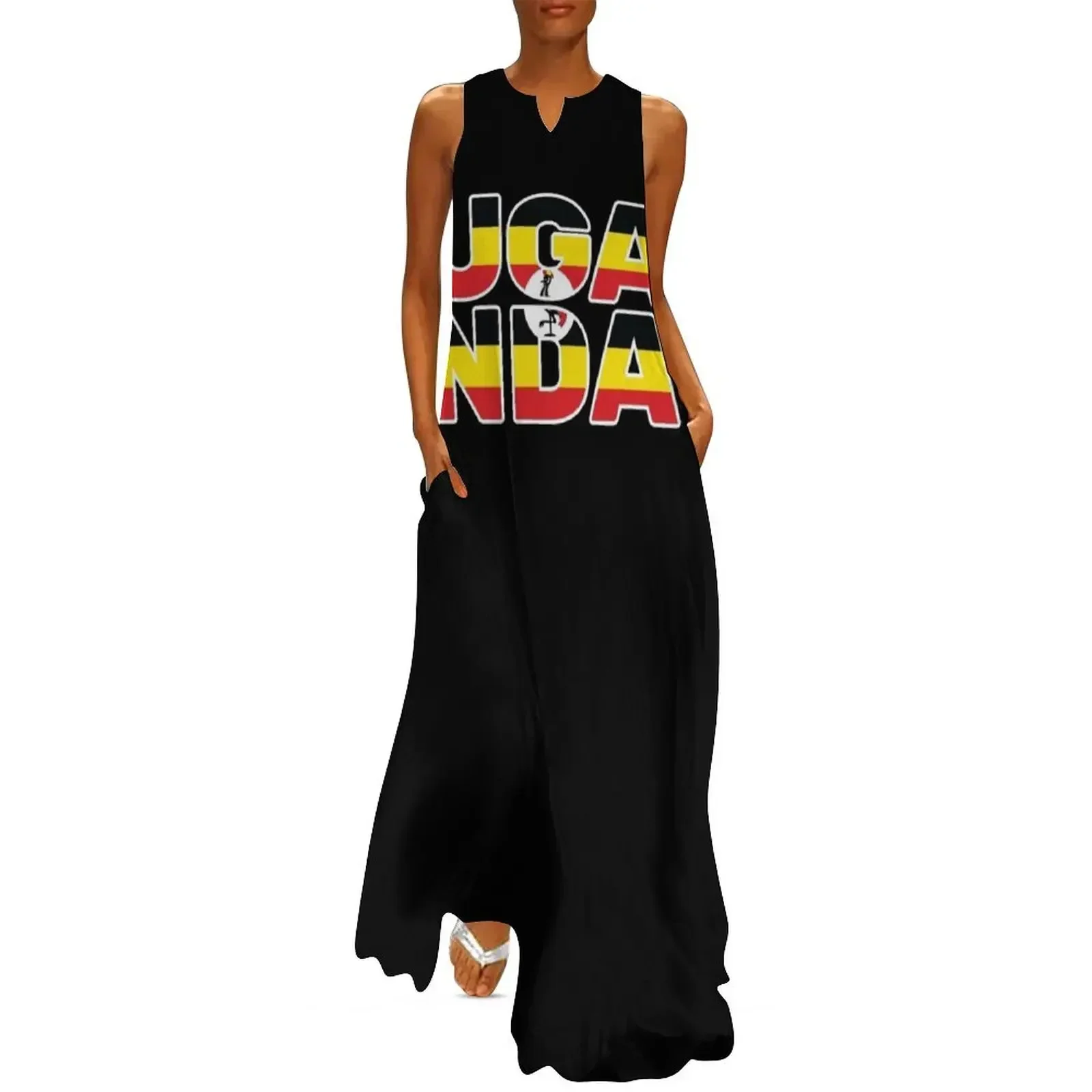 

Uganda Flag Text Long Dress women's luxury party dress Long dresses prom dress 2025 summer woman 2025