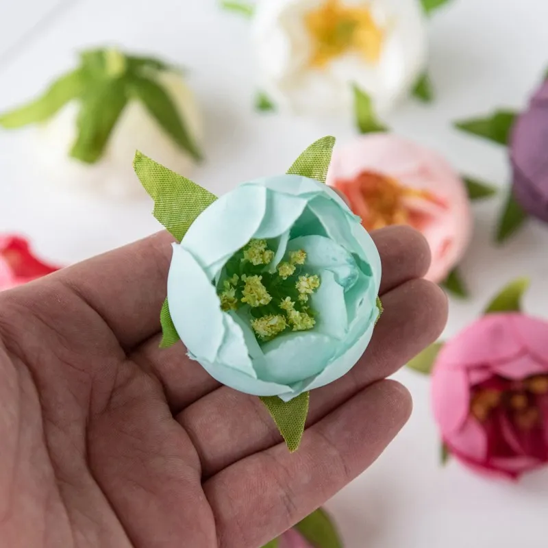 100 Stück künstliche Blumen Tee Knospe Seide Rosen Köpfe für zu Hause Hochzeit Weihnachten Handwerk Kranz Blume Wand Party Dekoration Lieferungen – Detail 3