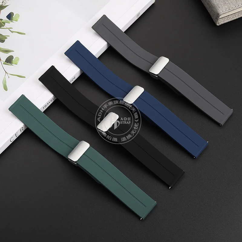 22mm Soft Silicone Strap for Casio Marlin MDV-106 Duro MDv106 MTP-1374 1375 EFS-S510 EFV-540 Strap Bracelet Magnetic Fold Buckle