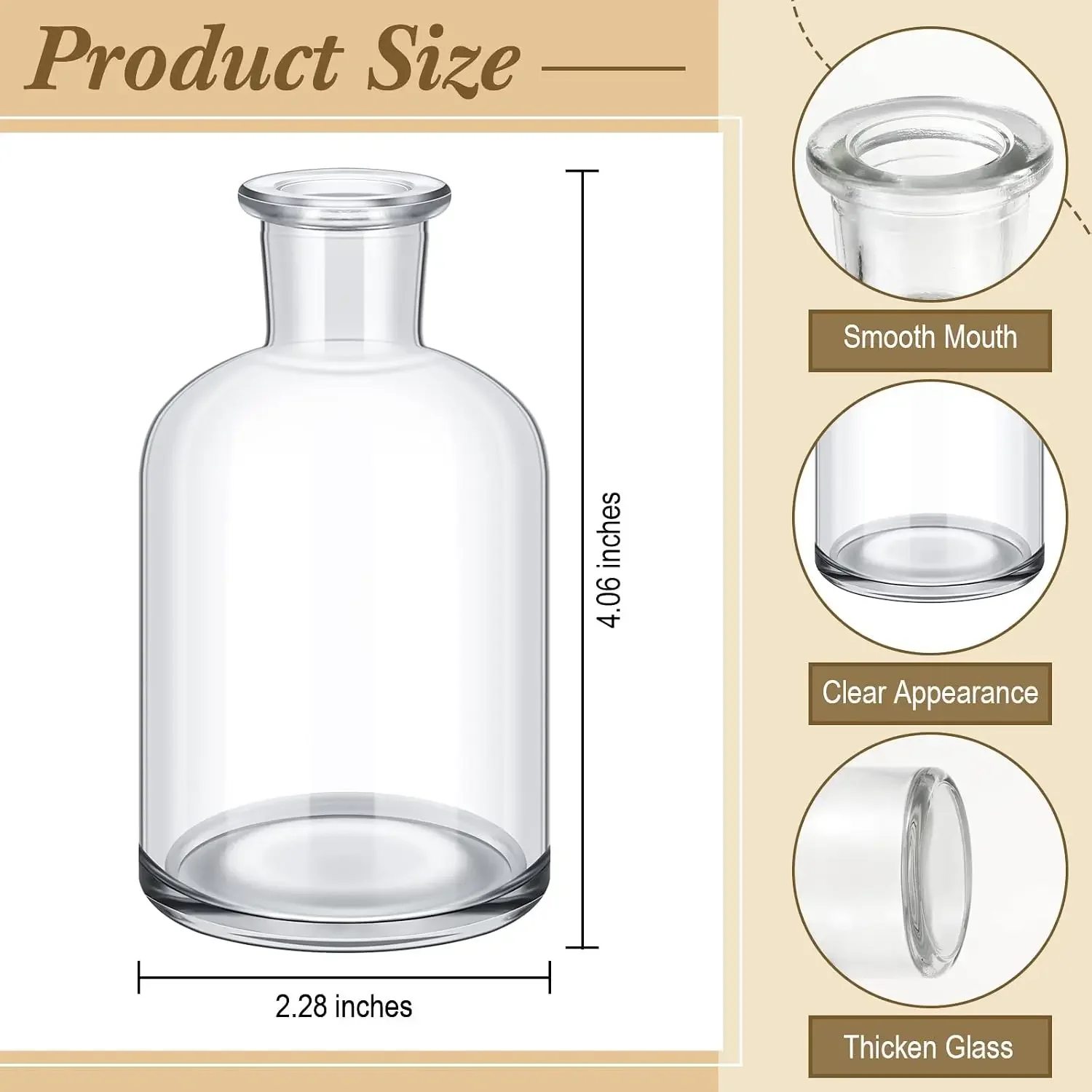 120 Pcs 4 Inches Small Glass Bud Vases Bulk Mini Flower Vases for Centerpieces Decorative Glass Bottles Vintage Rustic Decoratio
