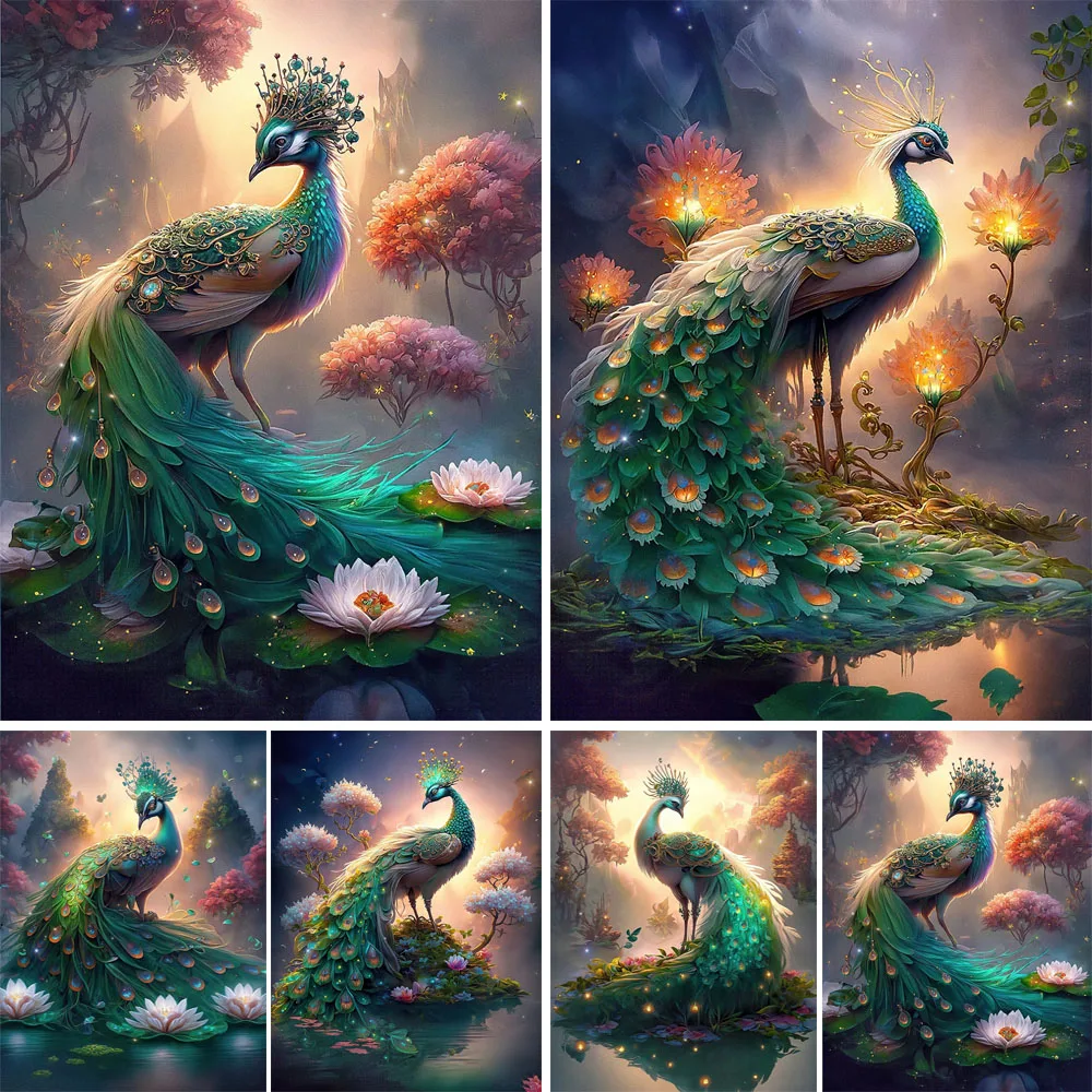 5D Diy Diamond Embroidery Peacock And Flower Diamond Painting Needleworks Cross Stitch Home Decoration j3376