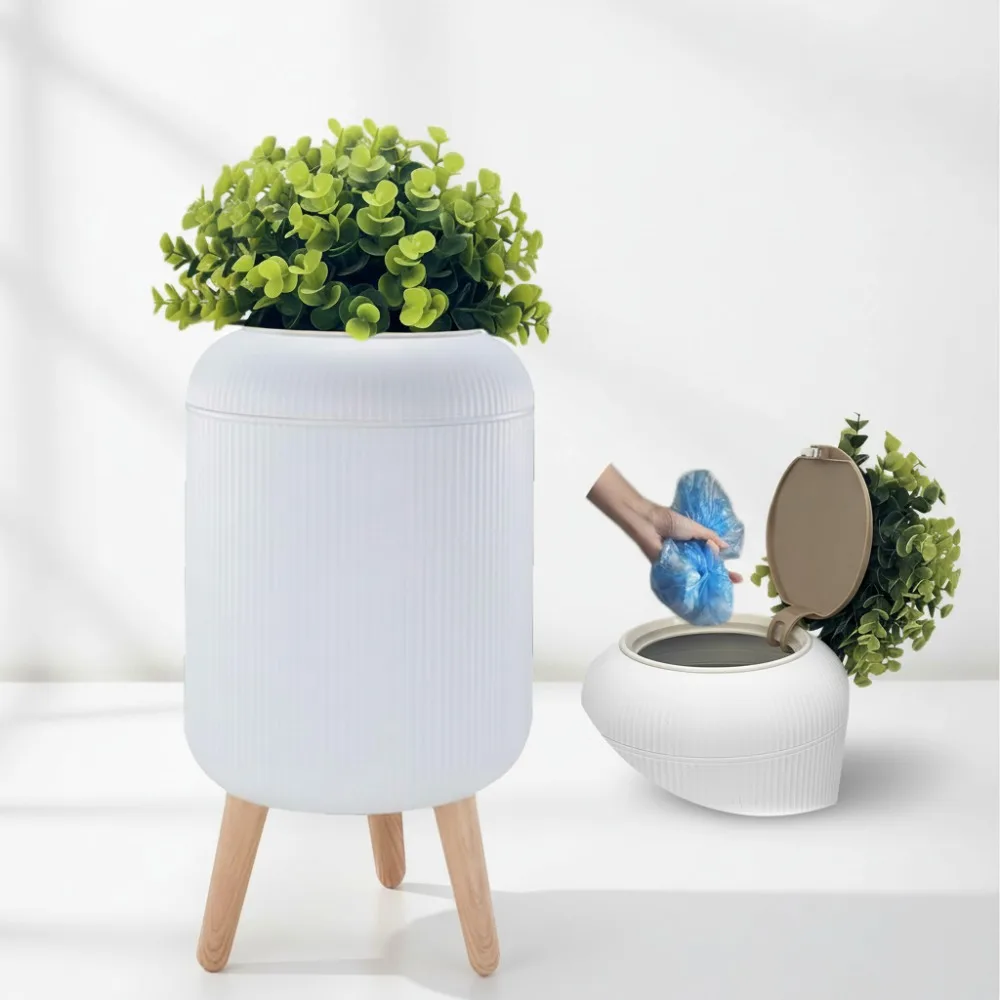 

Plant Style Dog Poop Trash Can 2.5 Gal with Locking Lid - Odor Control Outdoor Pet Waste Container for Garden Office Living Room