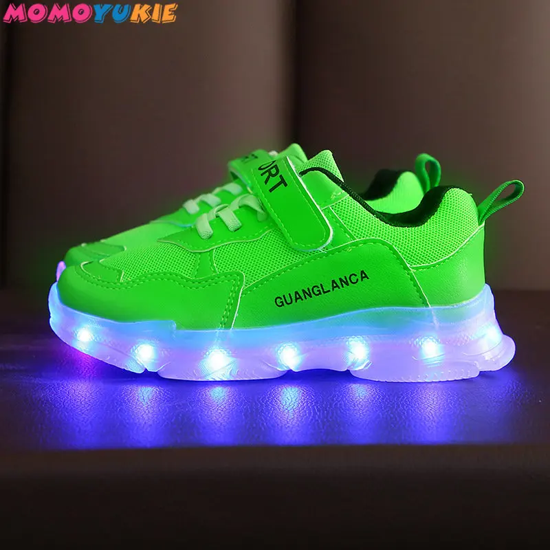 Boys and Girls\' Sports Shoes Kids Shoes Children\'s New LED Luminous Shoes USB charging shoe with light Luminous Children\'s Shoes