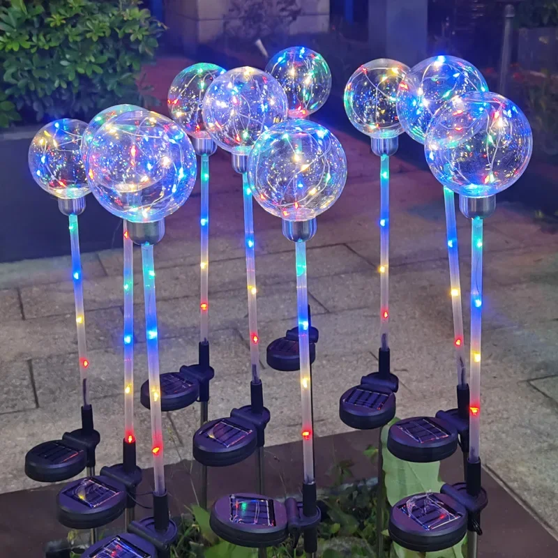 Outdoor Solar Orb Reed Lamp Garden Garden Decoration Ground Lamp Luminous Copper Wire 7 Colored Ball Lawn Lamp