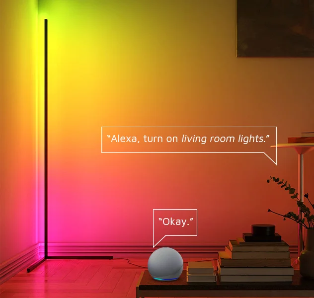 Smart 155CM LED Corner Lamp with App and Remote Control, 16 Million Colors  Music Sync Timer Setting - Ideal for Living Rooms