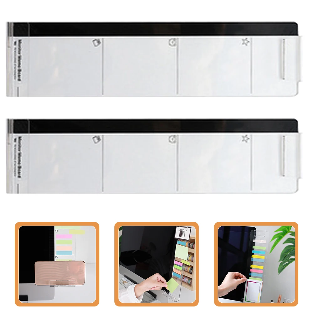 

2pcs Monitor Memo Boards Transparent Screen Side Clip Note Reminder Message Board Desk ganizers Strong Adhesion