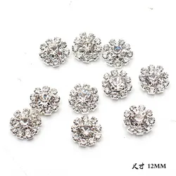 10 sztuk 12MM okrągłe metalowe rhinestone biżuteria przycisk DIY odzież biżuteria do włosów biżuteria dekoracyjna akcesoria