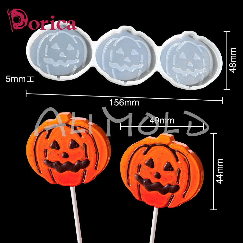 Dorica Skull Pumkin Resin Epoxy Silicone Mold Diy Halloween Chocolate  Rattle Shaker Lollipop Mould Cake Decorating Tools