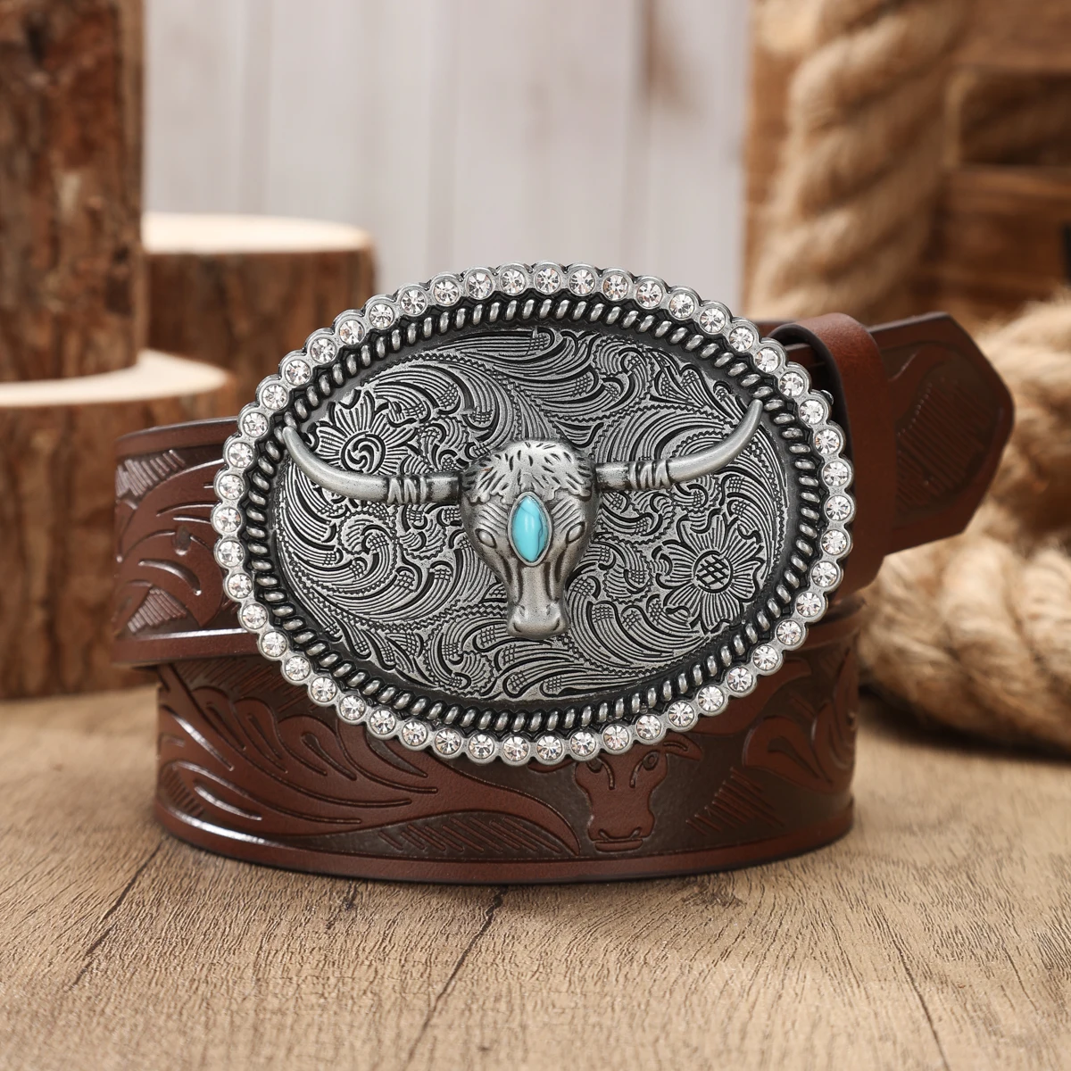 1pc Retro PU Leather Belt with Western-style Buckle - Suitable for Both Men and Women - Perfect for Daily Wearing