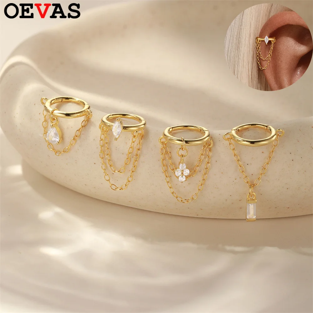 

Женские серьги-клипсы OEVAS 5A с цирконием, лабораторные серьги с бриллиантами S925, серебряная кисточка Y2K, зажим для ушей, ювелирные изделия, подарок