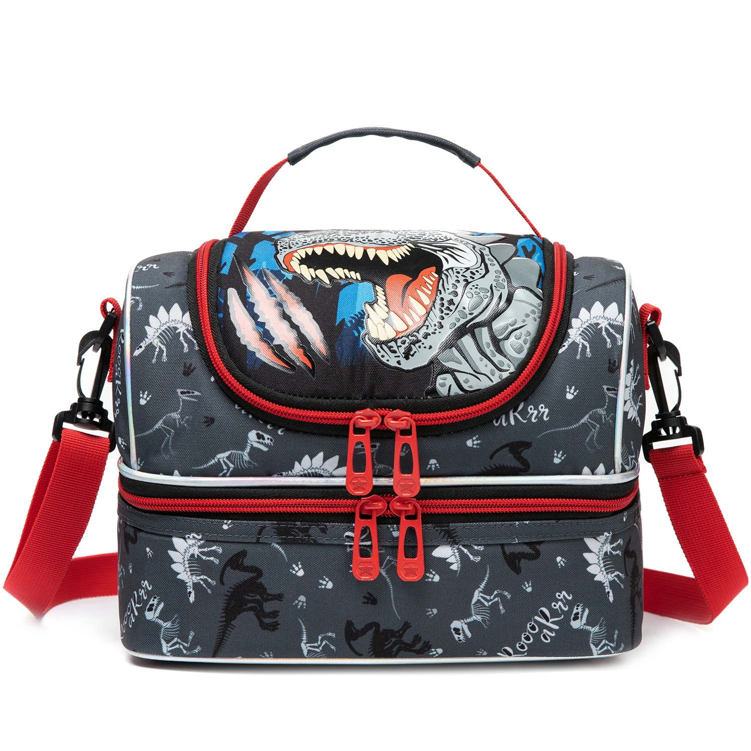 

Durable Double Lunch Bag for Boys Holds Lunch Bag Water Bottle Snacks Suitable for Picnics and Daily Multiple Zippered Pockets