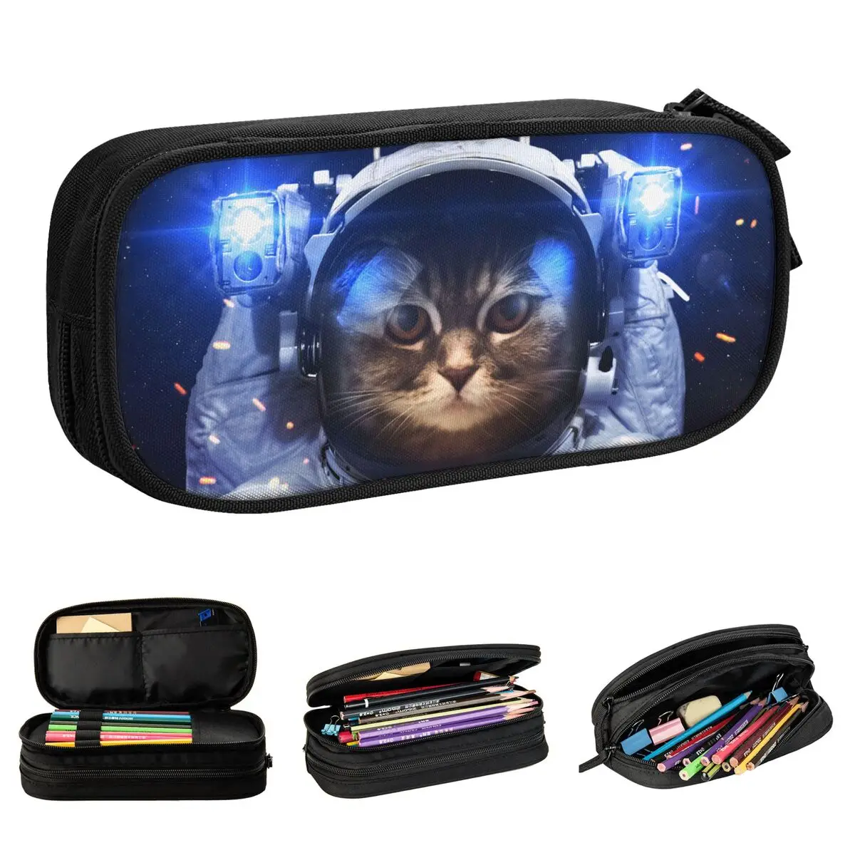 bolsa de lapis grande com ziper galaxy space case cat pen holder bolsas de armazenamento para estudante material escolar acessorios 01